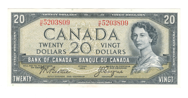 Canada: 1954 $20 Bank Of Canada Banknote  BC-41a H/E