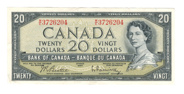 Canada: 1954 $20 Bank Of Canada Banknote BC-41b W/E