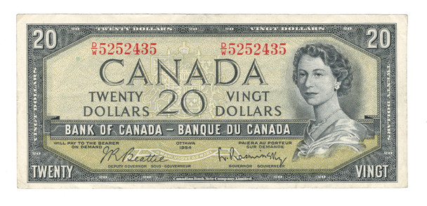 Canada: 1954 $20  Bank Of Canada Banknote BC-41b D/W