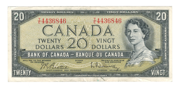 Canada: 1954 $20  Bank Of Canada Banknote BC-41b T/E