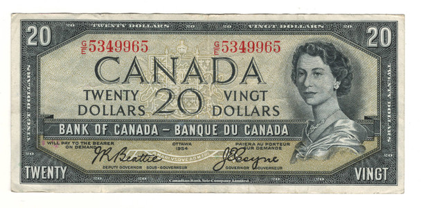 Canada: 1954 $20 Bank Of Canada Banknote  BC-41a G/E