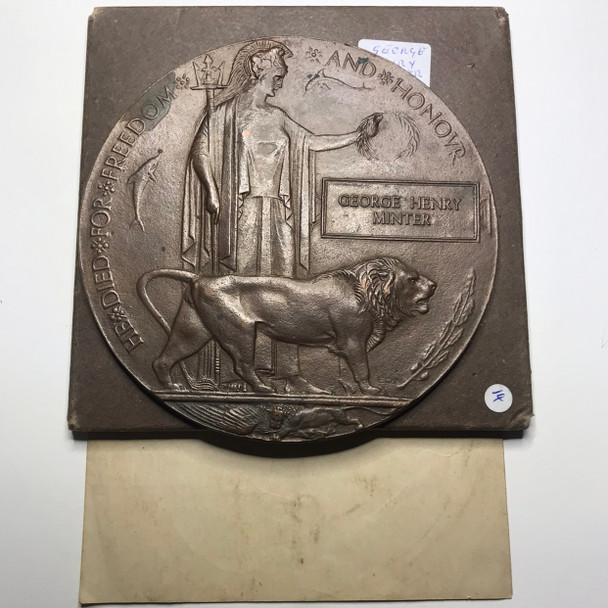 Great Britain: WWI Death Penny / Memorial Plaque to George Henry Minter