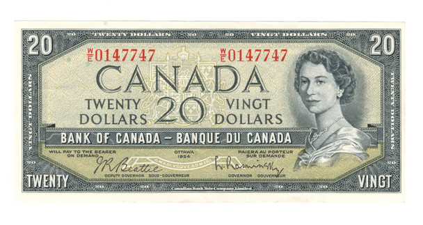 Canada: 1954 $20  Bank Of  Canada  Banknote W/E