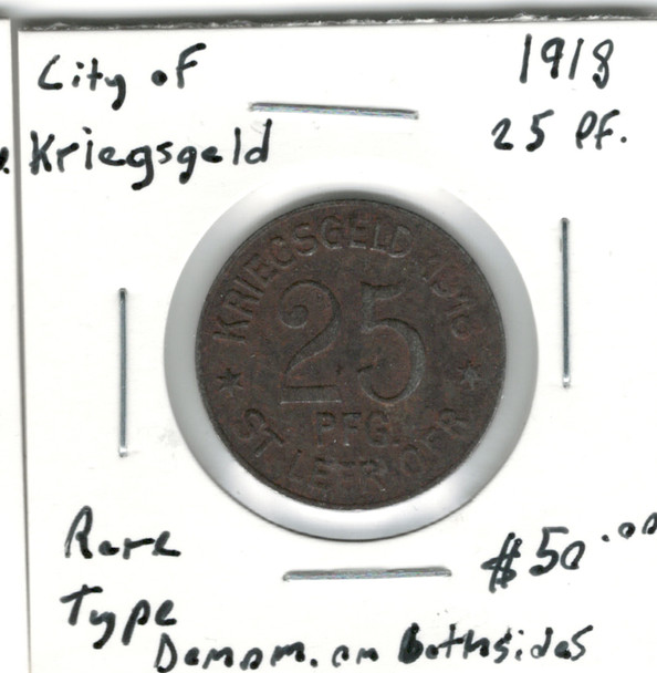 Germany: 1918 25 Pfennig City of Kriegsgeld Rare Type!