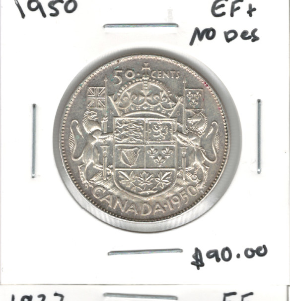 Canada: 1950 50 Cents No Design EF+