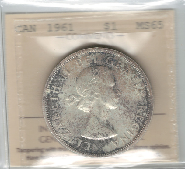 Canada: 1961 Silver Dollar ICCS MS65