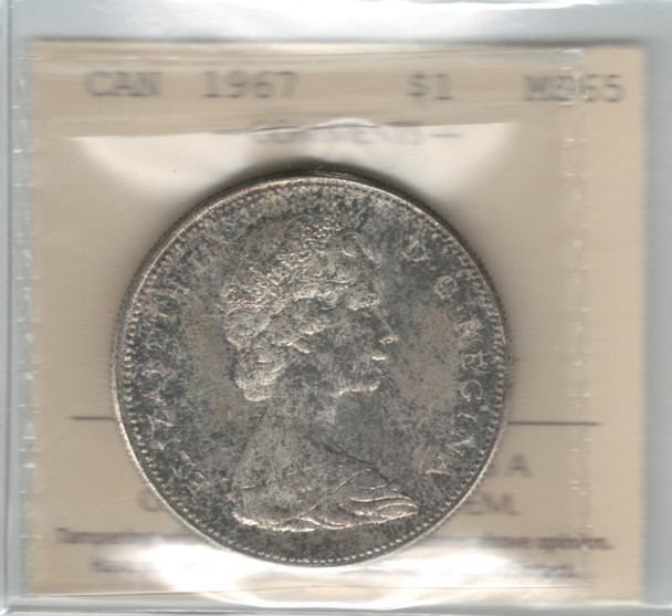 Canada: 1967 Silver Dollar  ICCS   MS65