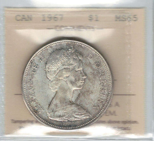 Canada: 1967 Silver Dollar   ICCS   MS65