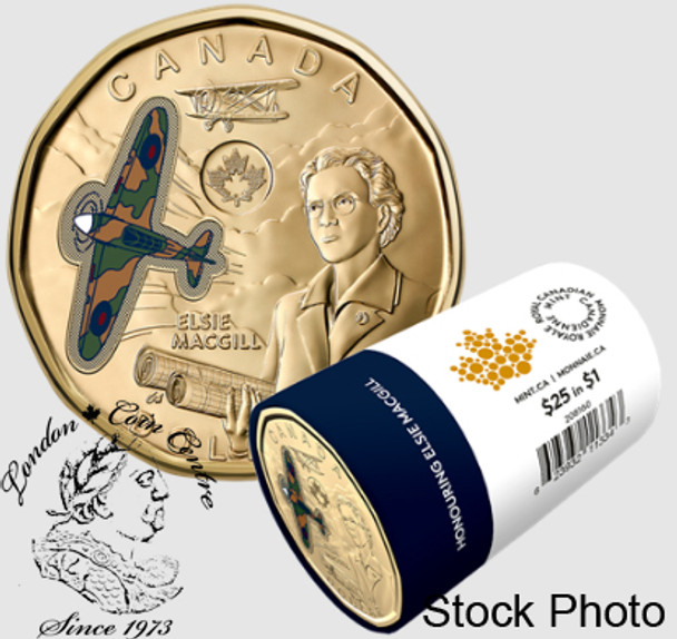 Canada: 2023 $1 Honouring Elsie MacGill Coloured Loonie Original Special Wrap Roll (25 Coins)
