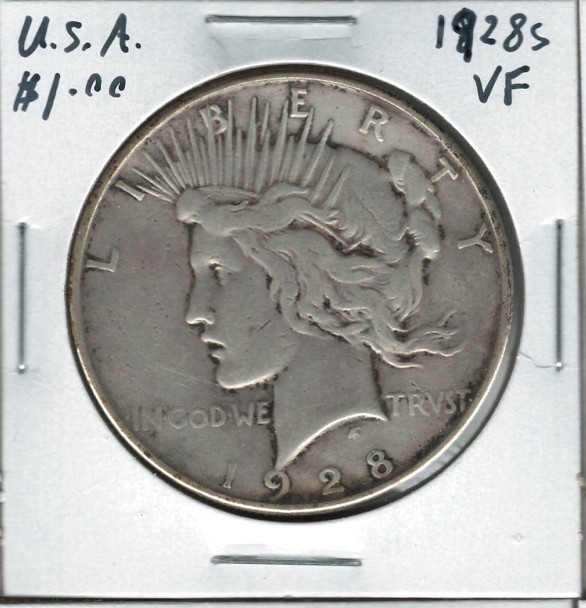 United States: 1928S Peace Dollar VF20