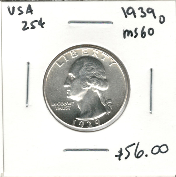 United States: 1939D 25 Cent MS60