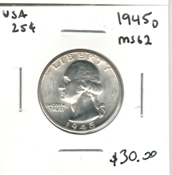 United States: 1945D 25 Cent  MS62