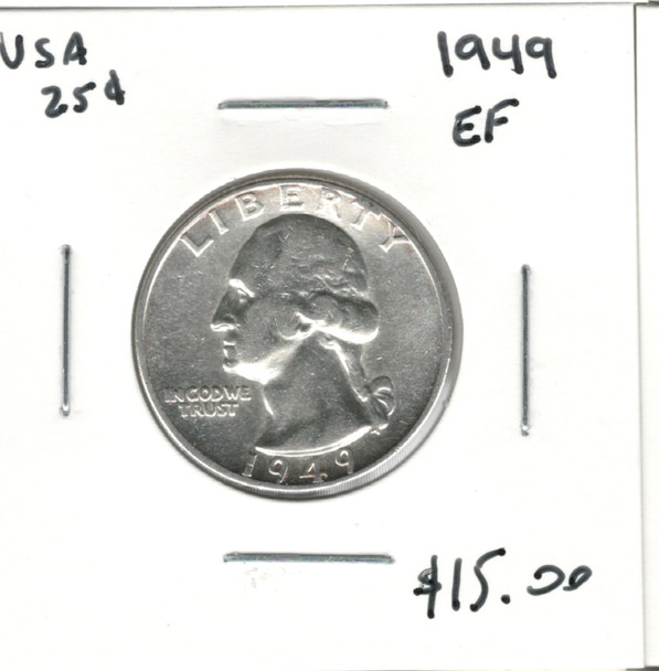 United States: 1949 25 Cent EF40