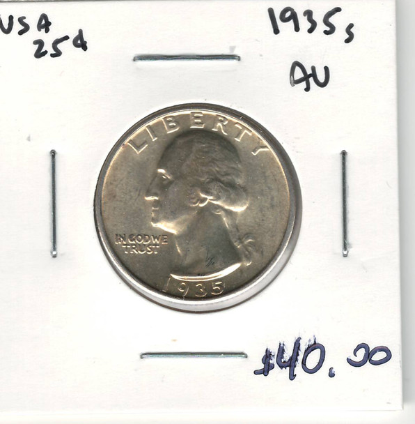 United States: 1935S 25 Cent AU50