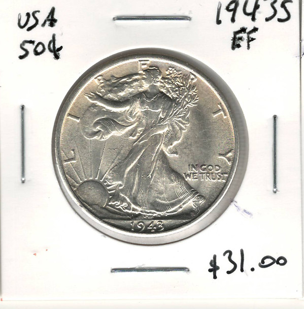 United States: 1943S 50 Cent EF40