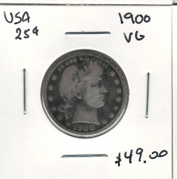 United States: 1900 25 Cent VG8