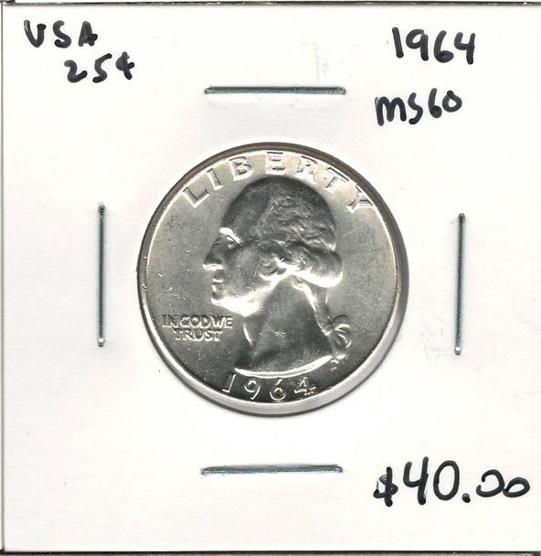 United States: 1964 25 Cent MS60