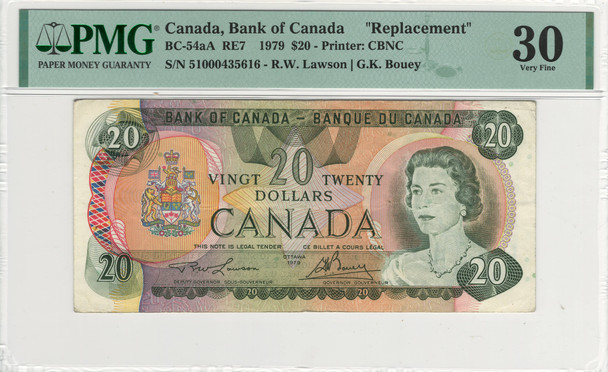 Canada: 1979 $20 Bank Of Canada Replacement Banknote BC-54aA PMG VF30