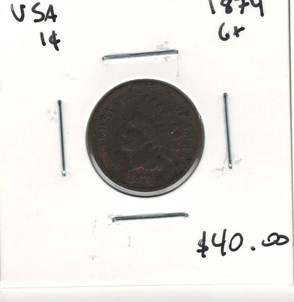 United States: 1874 1 Cent G6