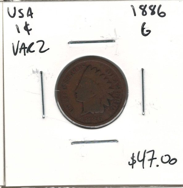 United States: 1886 1 Cent Variety 2 G4