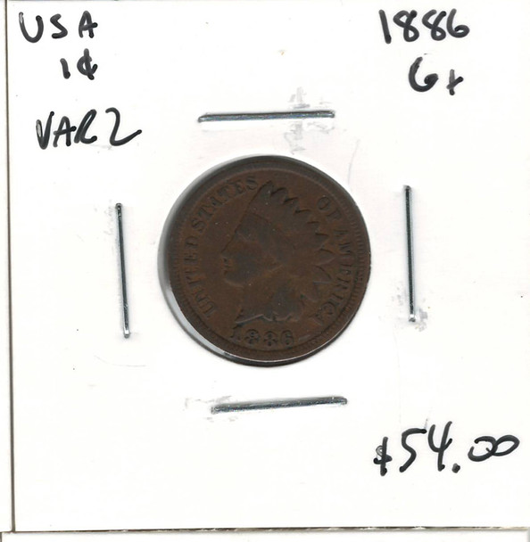 United States: 1886 1 Cent Variety 2 G6