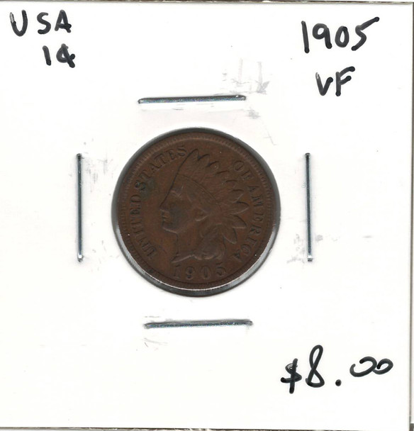 United States: 1905 1 Cent VF20