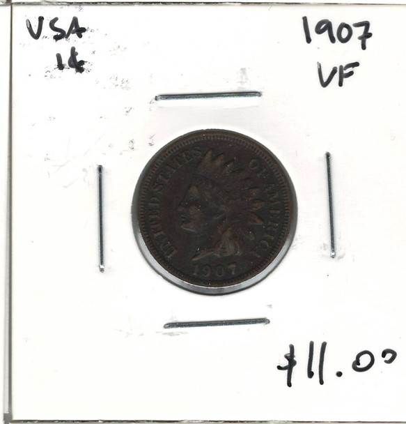 United States: 1907 1 Cent VF20