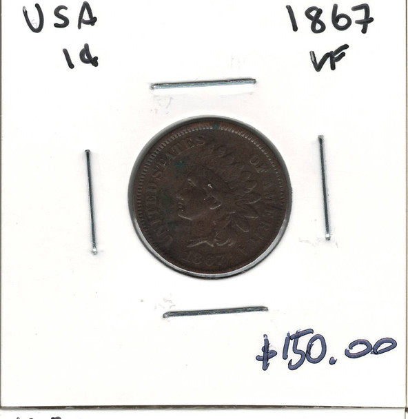 United States: 1867 1 Cent VF20