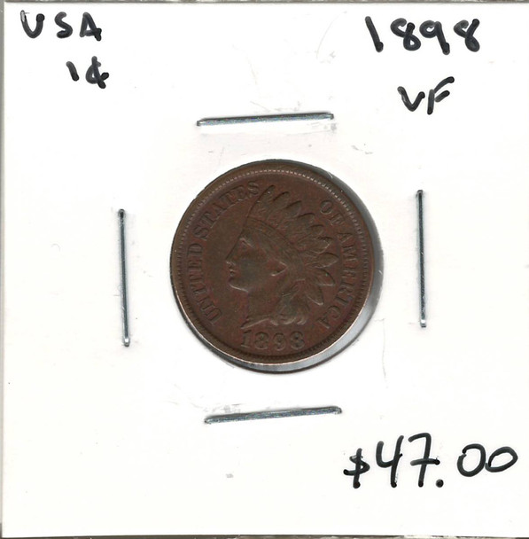 United States: 1898 1 Cent VF20