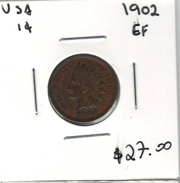 United States: 1902 1 Cent EF40