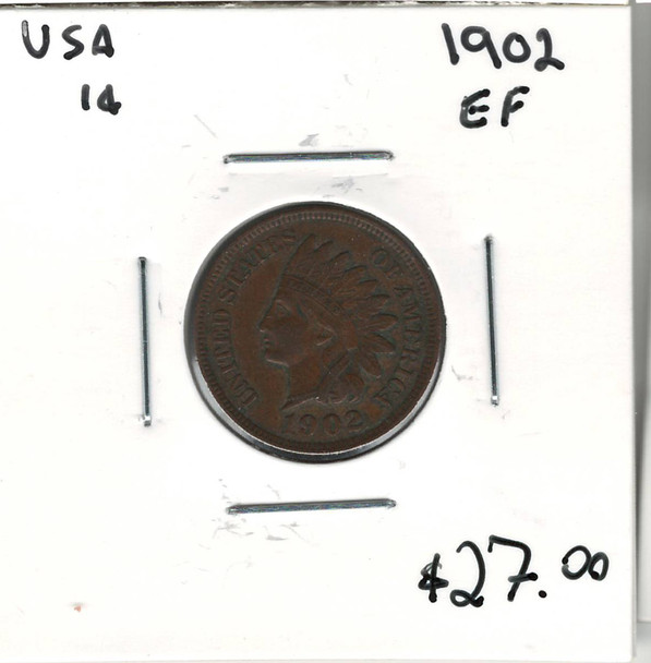 United States: 1902 1 Cent  EF40