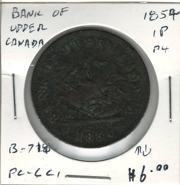 Bank of Upper Canada:  1854  1 Penny  P4  PC-6C1