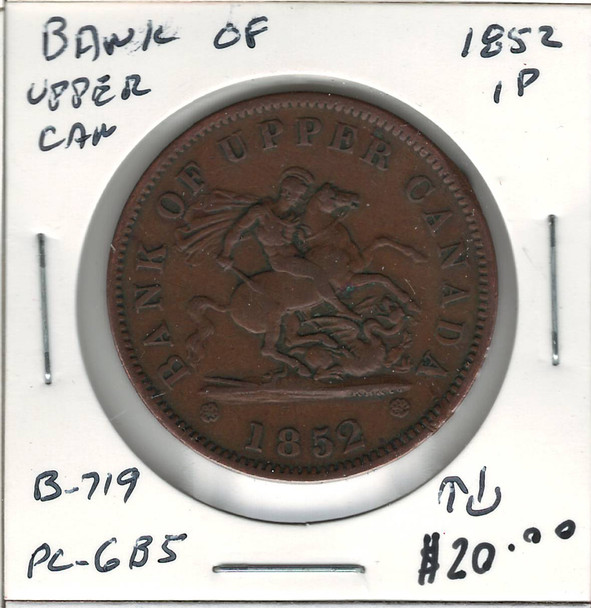 Bank of Upper Canada: 1852 1 Penny  PC-6B5