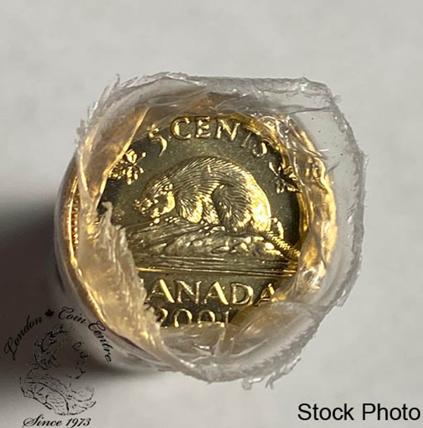 Canada: 2001 No P 5 Cent Original Roll (40 Coins)