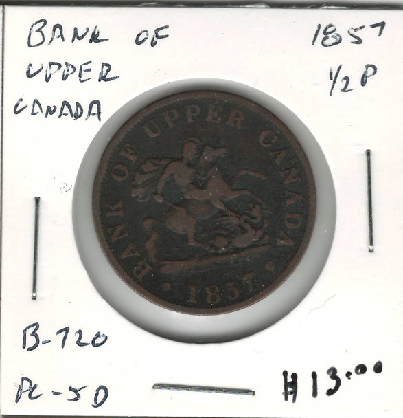 Bank of Upper Canada:  1857 Half Penny PC-5D