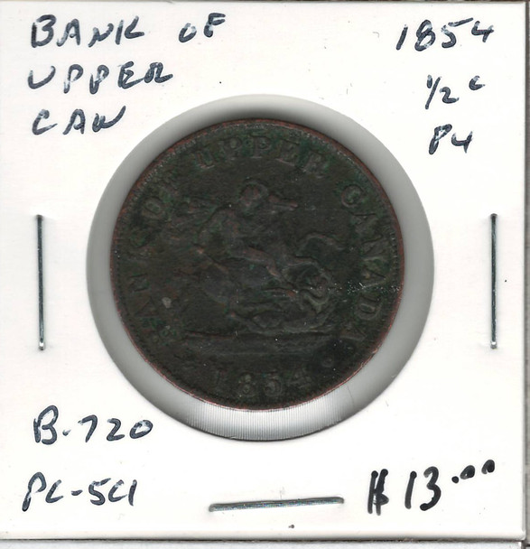 Bank of  Upper Canada: 1854 Half Penny P4 PC-5C1
