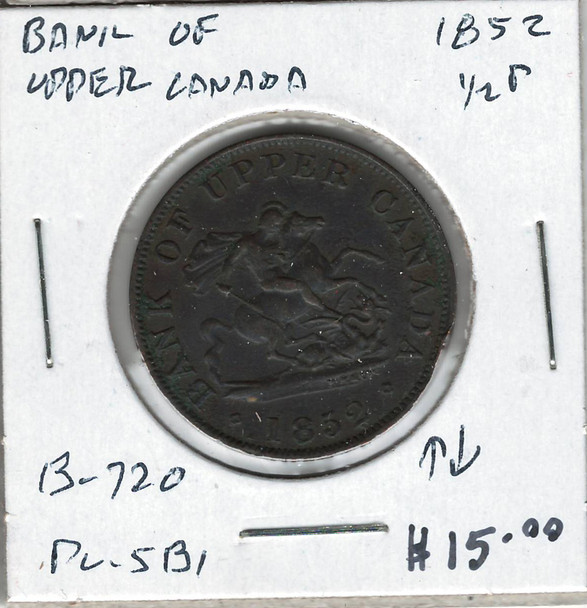 Bank of Upper Canada: 1852  Half   Penny  PC-5B1