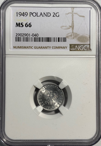 Poland: 1949 2 Grosze NGC MS66