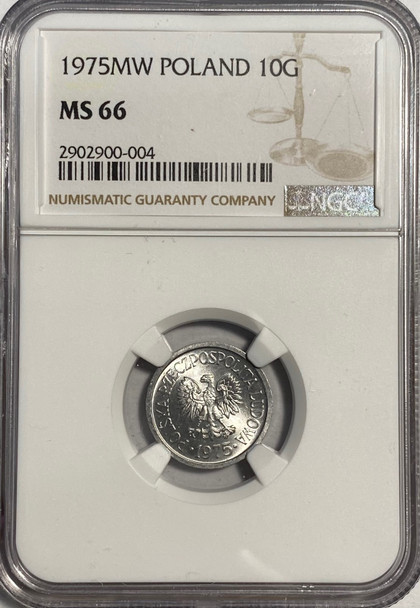 Poland: 1975MW 10 Groszy NGC MS66