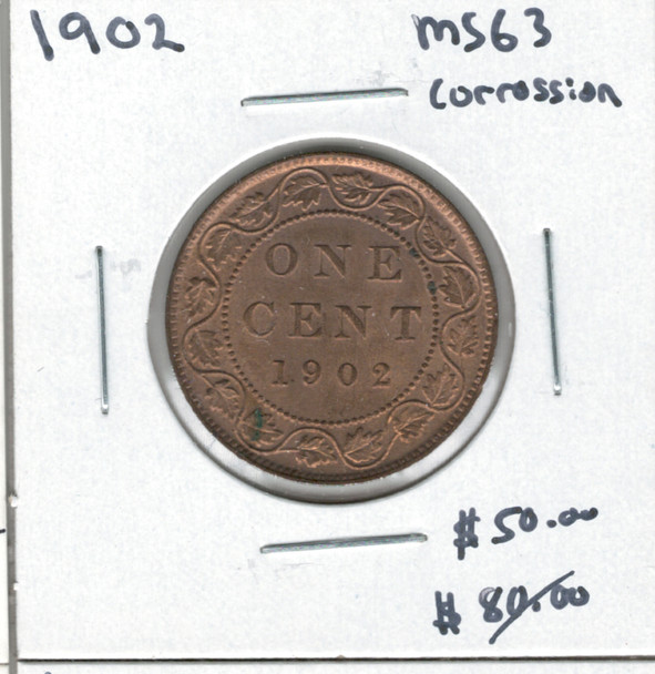 Canada: 1902 1 Cent MS63 with Corrosion