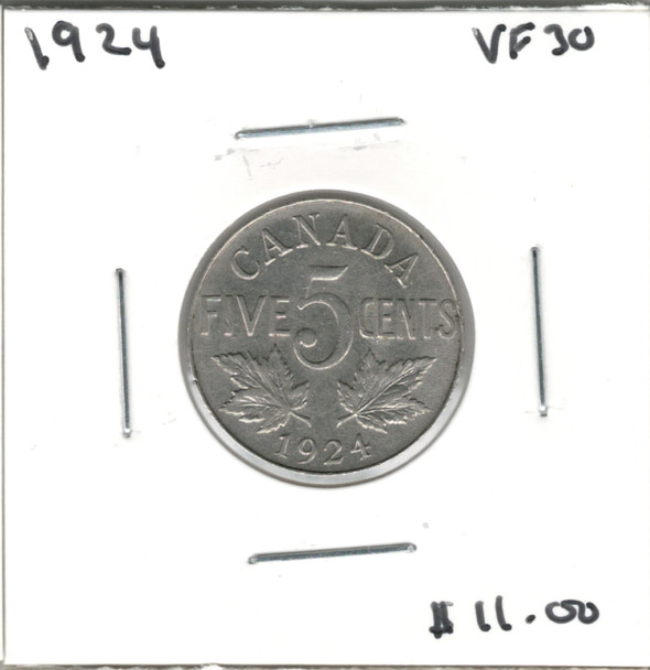 Canada: 1924 5 Cent  VF30