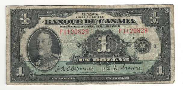 Canada: 1935 $1 Bank of Canada Banknote French BC-2