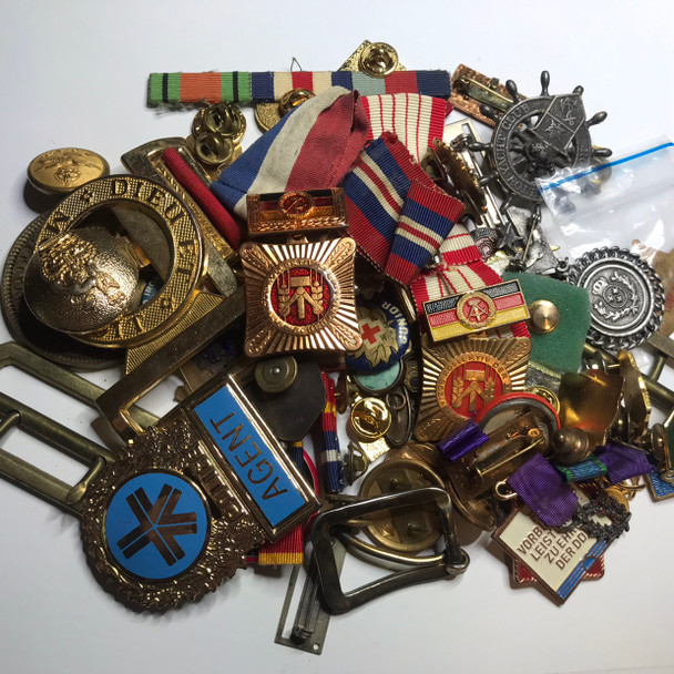 Lot of Various Pins, Buttons, and, Militaria Items