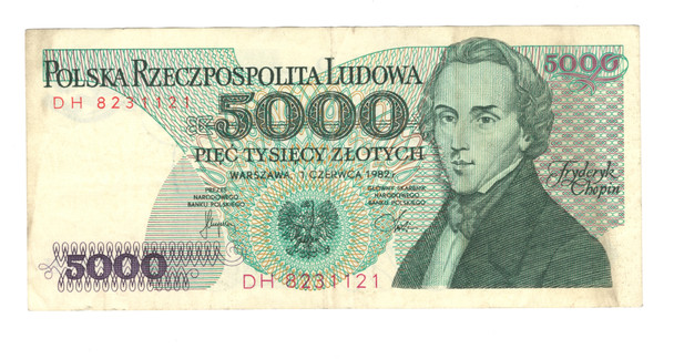 Poland: 1982 5000 Zlotych Banknote DH