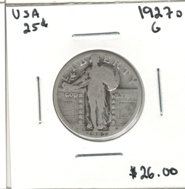 United States: 1927D 25 Cent G4