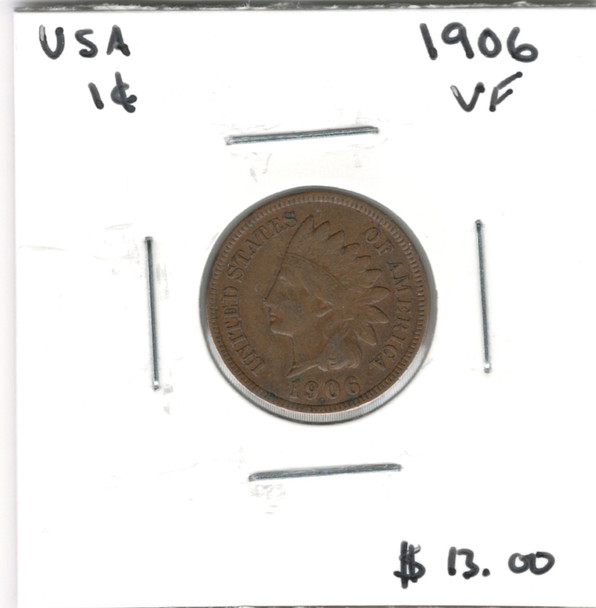 United States: 1906 1 Cent  VF20