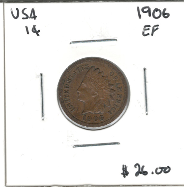 United States: 1906 1 Cent EF40