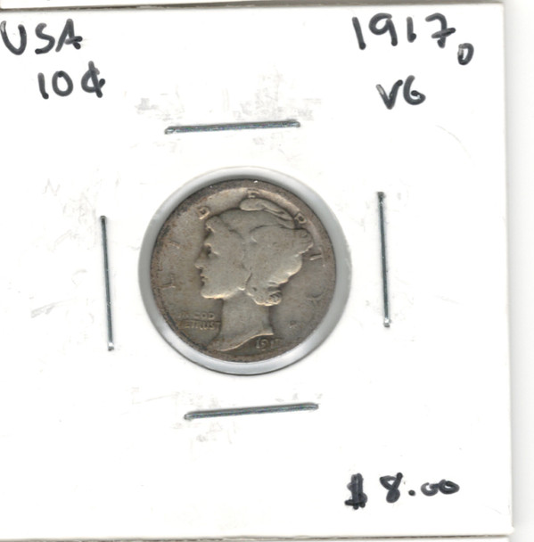 United States: 1917D 10 Cent VG8