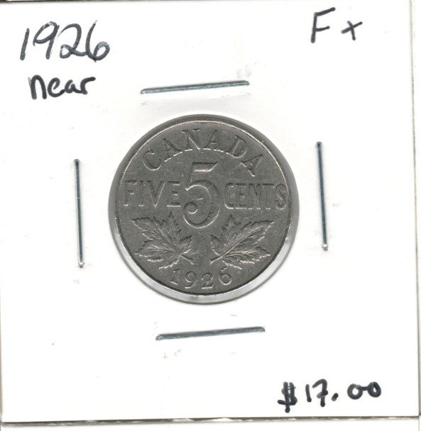 Canada: 1926 5 Cent Near F15