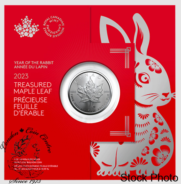 Canada: 2023 $5 Treasured Silver Maple Leaf Year of the Rabbit 1 oz  Pure Silver Coin